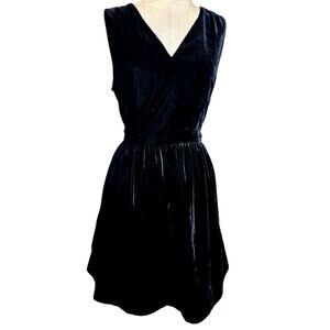 Jack Wills Black Velvet Skater Dress with Pockets Size 10
